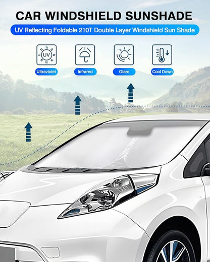 KUST Windshield Sun Shade for Nissan Leaf 2011-2017 Window Shade Sun Visor Cover Foldable Blocks UV Rays Keep Your Car Cooler