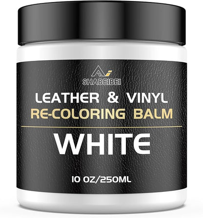 Leather Recoloring Balm,10oz Leather Color Restorer Leather Repair Kit for Furniture Car Leather Scratch Remover, White Leather Color Restorer for Couches,Leather Dye Paint for Faded