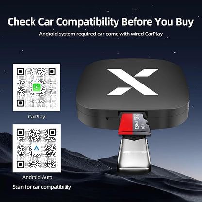 Wireless CarPlay & Android Auto Adapter with Play Store/YouTube/Netflix/Disney+[32GB] Support Screen Mirroring/TF Card/USB Drive,Fit for Built-in Wired CarPlay Car,FEXIER X Car Play Video Magic AI Box