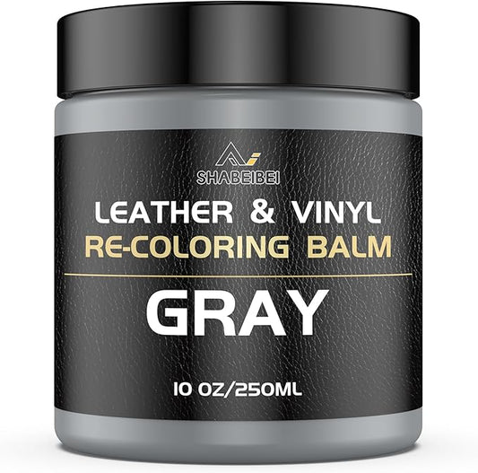 Leather Recoloring Balm,10oz Leather Color Restorer Leather Repair Kit for Furniture Car Leather Scratch Remover, Gray Leather Color Restorer for Couches,Leather Dye Paint for Faded