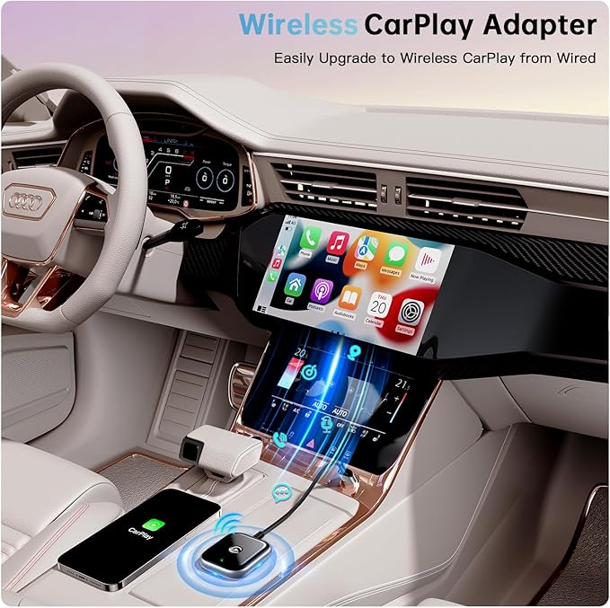 Wireless CarPlay Adapter for Apple CarPlay, Easy to Upgrade Wired CarPlay to Wireless, Instant Connectivity, Super Mini Car Play Dongle for iPhone Fit for Cars with Built-in CarPlay