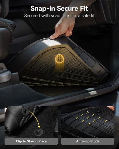 3W Floor Mats Fit for Jeep Grand Cherokee L 2021-2024 2025, TPE All Weather Custom Fit Floor Liner for 1-3 Rows Full Set Car Mats Black (Only for 6 Seater Without Center Console)