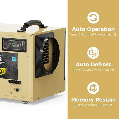 ALORAIR 120 PPD Commercial Dehumidifier, with Drain Hose for Crawl Spaces, Basements, Industry Water Damage Unit, cETL Listed, Compact, Auto Defrost Crawlspaces Dehumidifiers, Gold