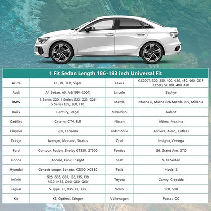 16 Layers Car Cover Waterproof All Weather, Heavy Duty Outdoor Car Cover Universal Fit Sedan Toyota Camry, Tesla Model 3, Honda Accord, Nissan Altima, Kia K5/Stinger, Hyundai Sonata etc.