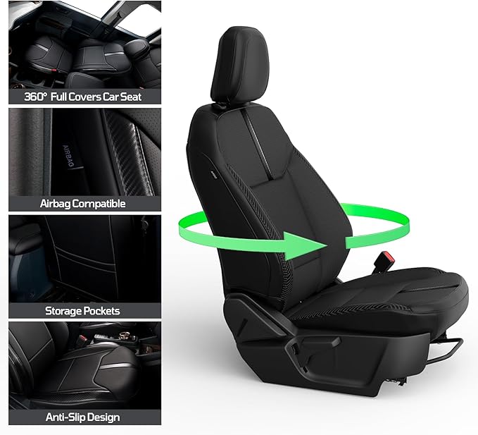 for Ford Maverick Custom Car Seat Covers Full Set,Full Coverage Design Car Seat Compatible with Airbags ,Easy to Install leather Seat Covers,Fit Ford Maverick 2022-2025 XL XLT Lariat Models (Black)