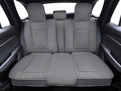 Elantrip Car Seat Cover Full Set Leather Car Seat Protector Universal fit for Most Cars SUVs and Trucks Water Proof Front and Rear Seat Protector Gray