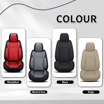 2 Front Car Seat Covers Fit for Toyota Camry 2012-2025 Faux Leather Automotive Seat Covers Waterproof Car Seat Protector with Airbag Compatible (2 Seats, Black&Red)