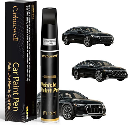 (LY9B) Brilliant Black Touch Up Paint Compatible with Audi, Exact Match Car Paint Pen Automotive Scratch Repair Remover Kit Quick & Easy Solution for Vehicle Chips and Nicks