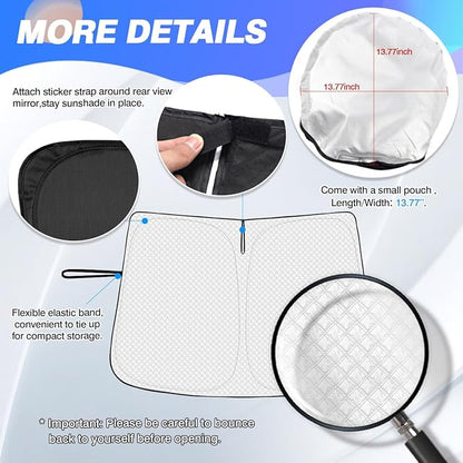 Windshield Sun Shade for 2021-2025 2026 Acura MDX Accessories Thicken 6-Layer Front Window Sunshade Cover Sun Visor Protector Foldable Block UV Rays Keep Vehicle Cool