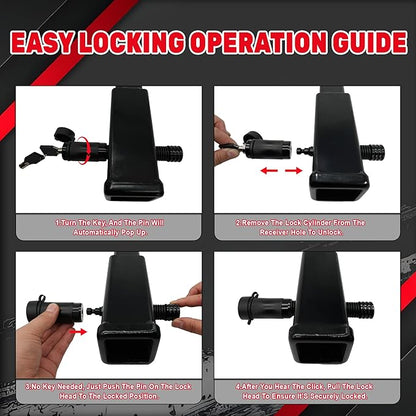 TYT Trailer Hitch Lock – 5/8" Dia, 3-1/2" Long Pin, Fits Class III/IV/V Hitches, 4 Keys, 16 O-Rings, Keyed Alike, Ideal for Tow Trucks, Bikes, Cars & Boats（2 Pack）