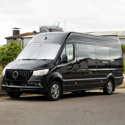 Custom Fit Benz Sprinter Windshield Sunshade for 2007-2025 2026 Mercedes Benz Sprinter Freightliner Cargo Crew Passenger Motorhome Accessories Window Shades Cover for Windshield Sun Visor Blocks UV