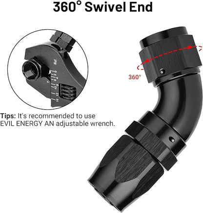 EVIL ENERGY 10AN 60 Degree One Piece Full Flow Hose End Fitting Swivel For CPE Braided Hose