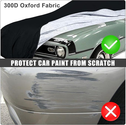 Waterproof Car Cover Compatible with Chevrolet Camaro 1967-1973, Oxford Black All Weather Classic Car Covers with Inner Cotton for Snow Rain Paint Protection(RS/SS/Z28)