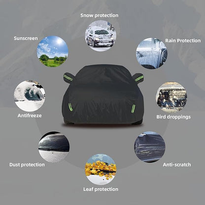 Car Cover Waterproof All Weather for Automobiles, Universal Heavy Duty Outdoor Sedan Car Covers Tarp for Sun Rain UV Protection Full Exterior Covers 190T Oxford Cloth 186 to 193 Inch