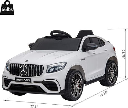 Aosom 12V Toddler Ride On Car with Remote Control, Mercedes Benz AMG GLC63S Coupe, Electric Car with 2 Speed, MP3 Player, Light, Horn, Songs, Suspension, White