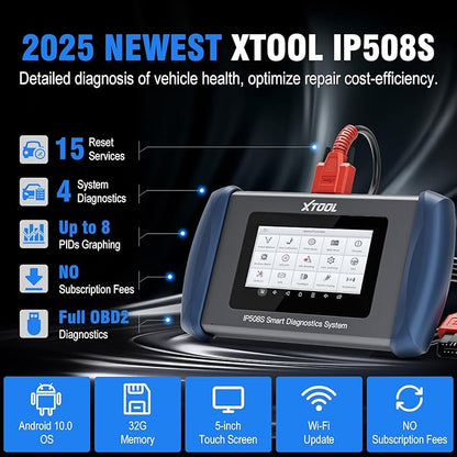 OBD2 Scanner Diagnostic Tool XTOOL IP508S: Code Reader for Cars & Trucks with 15 Resets, Crank Sensor Relearn, ABS Bleed, CAN FD for GM, Engine, ABS, SRS, Transmission Car Diagnostic Tool, Android 10