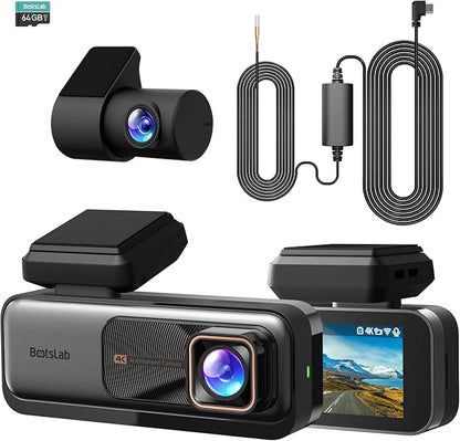 4k Dash Cam Front and Rear, 24/7 Parking Monitor with Hardwired Kit, 170° Ultra Wide Dashcam, ADAS, IMX415 Sensor, Night Vision, WDR, Loop Recording, 5G/2.4G WiFi & GPS, Free 64GB Card