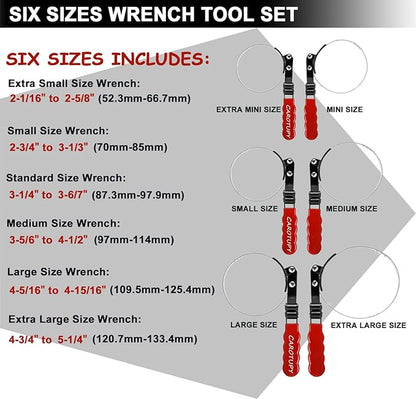 8pcs Oil Filter Wrench Set, 12" Adjustable Oil Filter Pliers with Flexible Oil Funnel, Oil filter Removal Tool Adjustable from 1-1/4"-5-2/5"