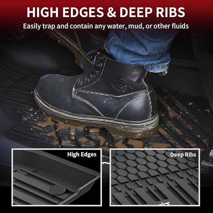 LASFIT Floor Mats for Toyota Sienna 7 Seats 2021-2025 (Only for 7 Seat & Not Fit 2025 Platinum Edition) All Weather TPE Custom Fit Floor Liner for Toyota 7 Passenger Front and Rear Car Mat, Black