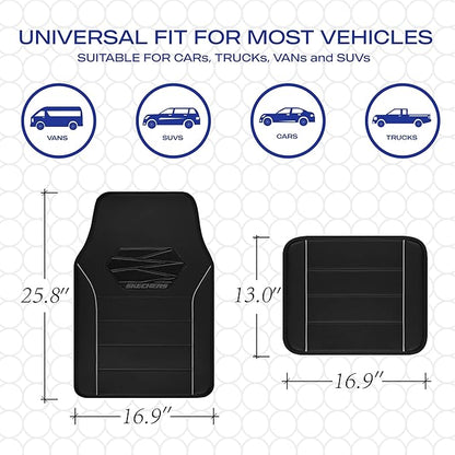 Skechers Memory Foam Car Mats,Leather Piping Floor Mats with Anti-Slip Pad,Universal Waterproof Fit Automotive Floor Mats for SUV,Vans,sedans,Trucks,Full Set 4pcs Grey