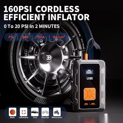 X7 Jump Starter with Air Compressor 160PSI, 3500A Car Battery Jumper Starter PD45W Fast Charge, 24000mAh Portable Tire Inflator 12V Jump Box Booster Charger for 10L Gas or 8.5L Diesel Engine