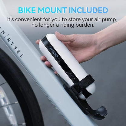 CYCPLUS Electric Air Compressor Portable Bicycle Pump Car Tire Inflator, Max 150 PSI, Auto Shut-Off Air Pump with Presta and Schrader Valves for All Bicycles Motorcycles and Cars