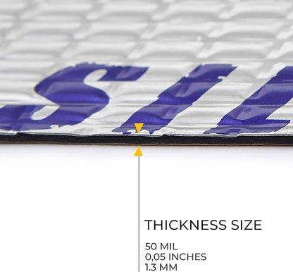 Siless 50 mil (1.3mm) 26 sqft Car Sound Deadening mat - Butyl Automotive Sound Deadener - Noise Insulation and Vibration Dampening Material ( 26 sqft)