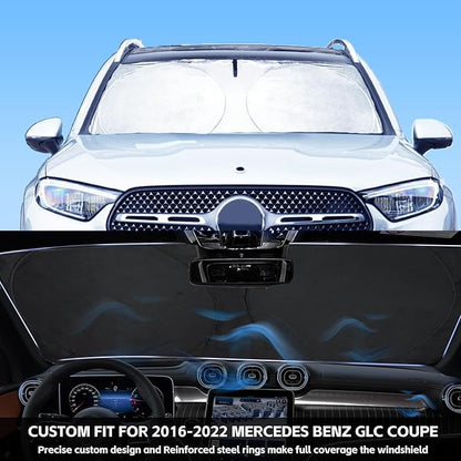INSAUTO for GLC Windshield Sunshade Foldable Sun Shade Custom-fit for Mercedes Benz 2016-2022 GLC SUV GLC300 Windshield Cover Car Front Window Sun Visor Shield Keeps Your Vehicle Cool Accessories