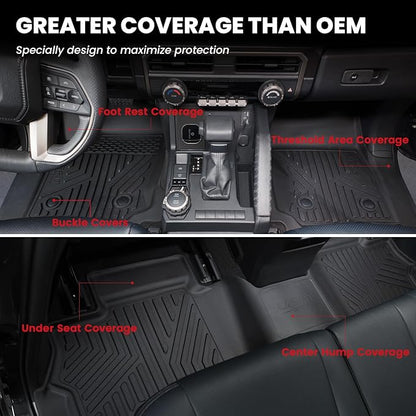 LASFIT Floor Mats for Toyota 4Runner 2025-2026 (Only fit Hybrid) wtih Trunk mat&backrest mat, All Weather TPE Custom Fit Floor Liner for 4 Runner TRD/Limited/Platium 6th gen Front&Rear Car Mats, Black