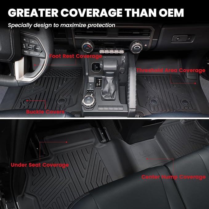 LASFIT Floor Mats for Toyota 4Runner 2025 2026 5 Seats(Not fit Hybrid) wtih Trunk mat&backrest mat, All Weather TPE Custom Fit Floor Liner for 4 Runner SR5/TRD/Limited 6th gen Front&Rear Car Mats