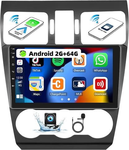 UNITOPSCI 2G+64G Android 13 Car Stereo Radio for Subaru Forester WRX Impreza 2015-2018 Wireless CarPlay Android Auto 9" Touchscreen GPS Navigation Bluetooth Mirror Link FM/RDS SWC+ Backup Camera Mic