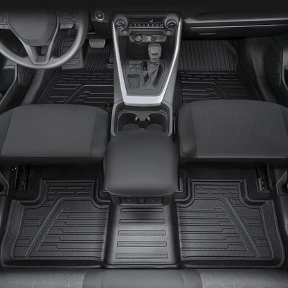 Floor Mats Set Cargo Liner with Backrest Cover for 2019-2025 Toyota RAV4(Include Hybrid), All Weather TPE Full Mat Set for RAV4 Accessories