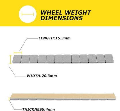 YIZBAP Wheel Weights Gray 1/4 OZ, 5kgs/11lb/Roll, 715pcs, with Strong Adhesive. 0.25 Ounce Stick on Wheel Weights for Cars, Trucks, SUVs, Motorcycle and Others