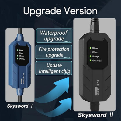 Skysword Ⅱ Level 1 EV Charger (110V, 16A, 25ft), EVSE Home Electric Vehicle Portable Charging Station (NEMA 5-15 Plug)