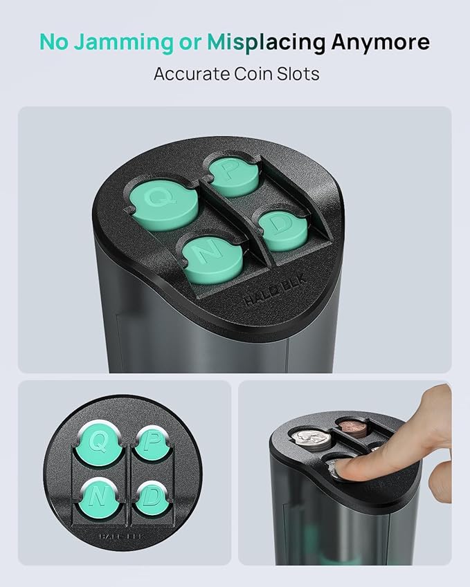 HALOBLK Large Capacity Coin Holder for Car Change Organizer, Compatible with Most Vehicles & Trucks, Black (1 Pack)