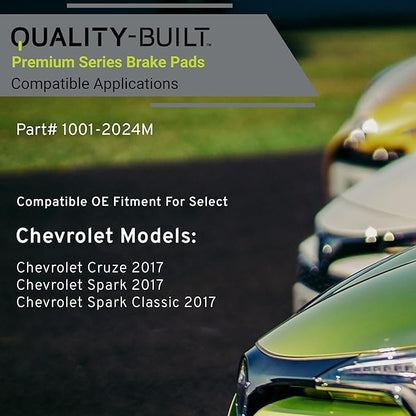Premium Semi-Metallic Front Brake Pads (1001-2024M) Compatible with Chevrolet Cruze 2017-2017, Chevrolet Spark 2017-2017, Chevrolet Spark Classic 2017-2017