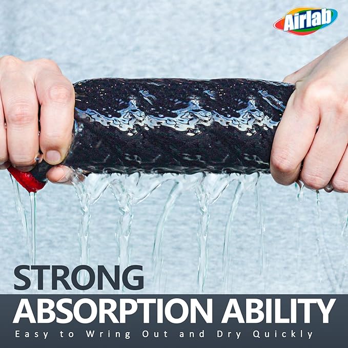 Airlab Microfiber Cleaning Cloth Waffle Weave Dust Rags for Household Kitchen Towel Absorbent Quick Drying Cleaning Rags Streak Free Lint Free, 6 Pack,12 x 12 Inches, Grey