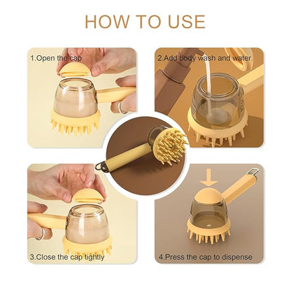 (4PCS) Pet Bath Brush,2025 New 2 in 1 Dog Bath Brush,Dog Shampoo Brush Bubble Maker,Bathing Dogs Grooming Massage Brush for Long & Short Haired Dogs & Cats,with Built-in Shampoo Dispenser(Green)