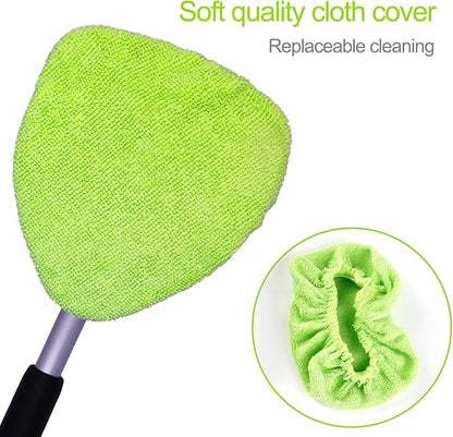 XINDELL 5 Pack Microfiber Pads – Replacement Heads Cover for Xindell Windshield Cleaner Tools. Washable & Reusable Triangle Pads (Green). Fits Window Reach Tool - Handle Not Included