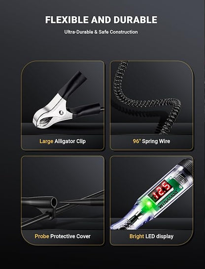 Automotive Test Light with 3-48V LED Digital Voltage Display, Auto Circuit Tester with Voltmeter & Dual Color Polarity Indicate, Electric Test Pen w/Stainless Probe for Car/Truck/SUV Checker