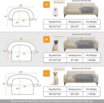 GGIB Calming Dog Bed Fluffy Plush Dog Mat for Furniture Protector with Removable Washable Cover for Large Medium Small Dogs and Cats (Medium, Grey)