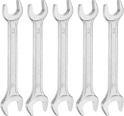 HARFINGTON 5pcs Double Open End Wrench 13mm x 14mm Metric 15 Degree Offset Angle Small Flat Head Wrench Galvanizing Open Ended Spanner for Automotive Repair Furniture Assembly