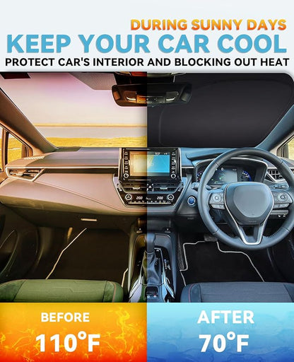 for Porsche Cayenne 2019-2023 2024 2025 Sun Shade Sunshade Windshield Cover, Foldable Front Window Shade Protector Custom Fit Cayenne Sun Visor 240T Fabric Shade Blocks UV Rays Keep Car Cooler