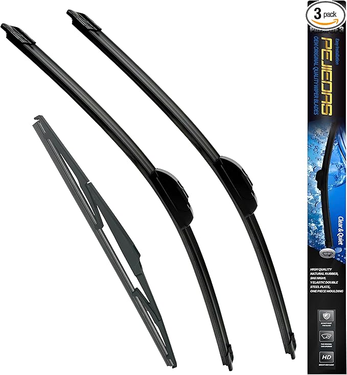 3 Wiper Blades, Front Wiper + Rear Wiper Blades for 2013-2016 Mazda CX-5,2007-2012 Hyundai Santa Fe (24 inch + 18 inch + 14 inch) OE Original Style
