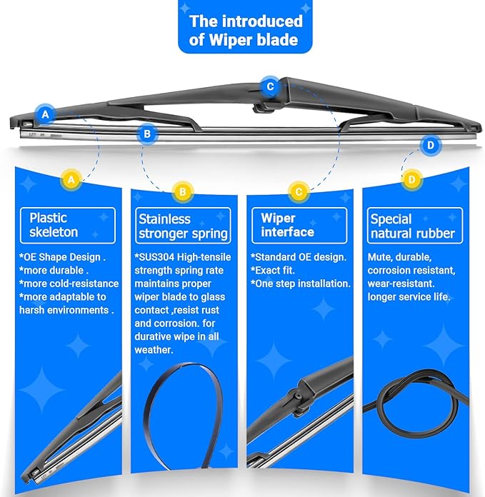 Windshield Wiper Blades Replacement for Dodge Durango 2004 2005 2006 2007 2008 2009 Original Factory Quality Front Rear Wipers Blade Set for My Car - 26" 21" 14" (Pack of 3)