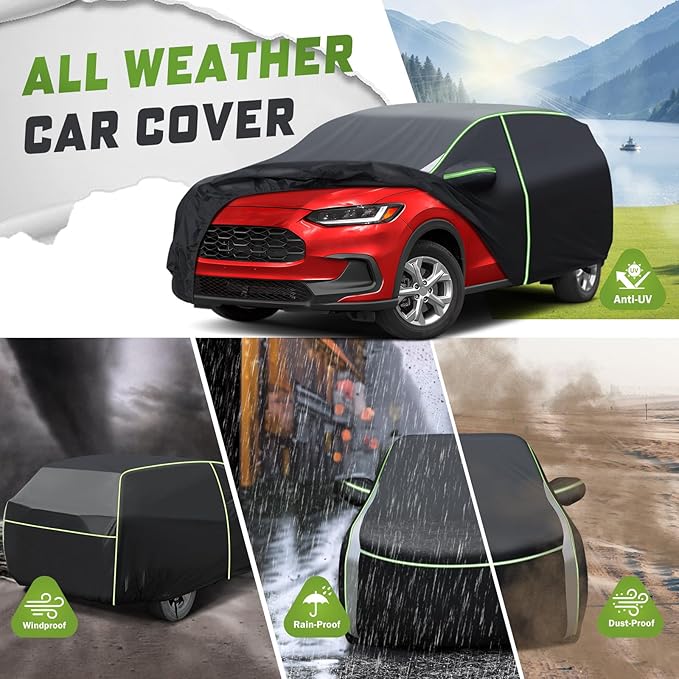 Mixsuper Liner Car Cover for Honda HR-V 1998-2026, 7 Layers Waterproof Car Cover Accessories for HRV with Zipper Door, Windproof Straps, Reflective Strips, Anti-UV, All Weather