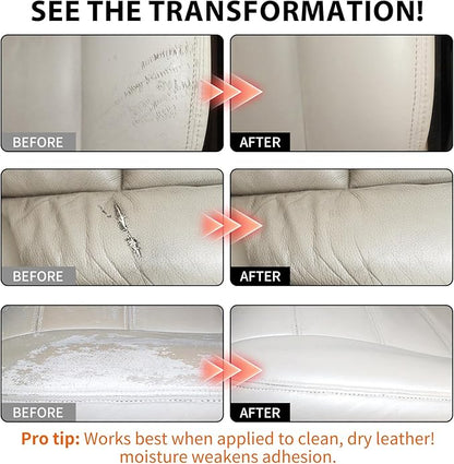 Leather Repair Kit,Car Seats, Sofa,Jacket & Purse - Repairs Burn Holes,Scratches,Tears - Restores Faux,Vinyl,Artificial and Real Leather (Beige)