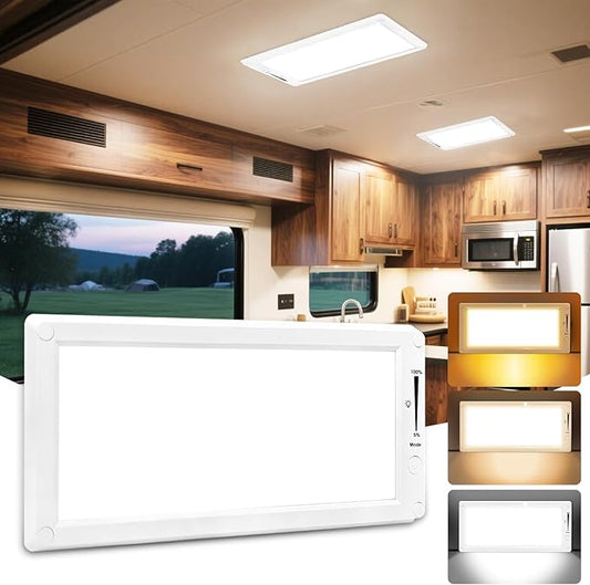 RV Lights Interior,3 Color RV LED Super Bright Fixture,12V RV Ceiling Dome Light with ON/Off Dimmable Switch Energy Saving for RV/Camper/Car/Trailer/Boat