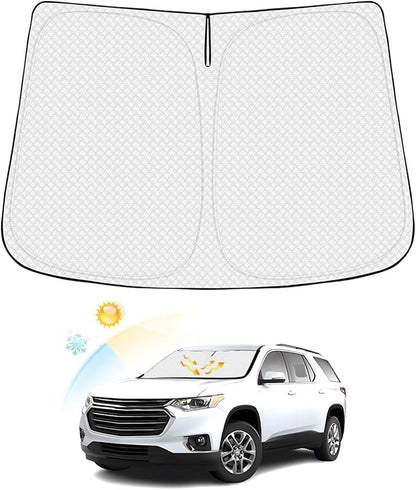 Windshield Sun Shade for Chevrolet/Chevy Traverse 2018-2025 2026 Accessories Thicken 6-Layer Foldable Front Window Sunshade Cover Sun Visor Protector Block UV Rays Keep Vehicle Cool