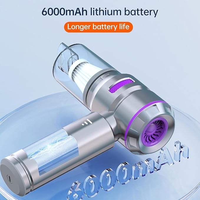 Handheld Car Vacuum Cleaner with Brushless Motor, 16000PA Strong Suction Vacuum & Compressed Air Dusters with LED Light Type C Mini Portable Hand Vacuum Blower for Car Home Office